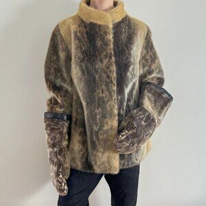 Genuine Sealskin Winter Coat and Mits Chevron Fur Seal Vintage Unisex Canada